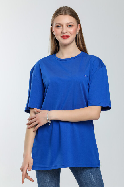 Süperlife Kadın Bisiklet Yaka Regular Fit Baskılı Tişort SPR21YK23