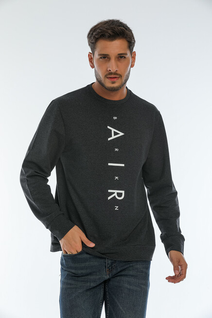Süperlife Erkek Bisiklet Yaka Regular Fit AR Baskılı İnce Sweatshirt SPR22SW131