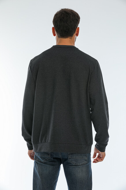 Süperlife Erkek Bisiklet Yaka Regular Fit AR Baskılı İnce Sweatshirt SPR22SW131