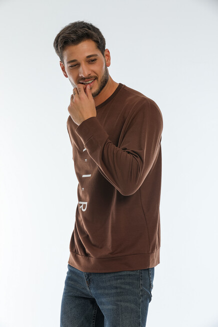 Süperlife Erkek Bisiklet Yaka Regular Fit AR Baskılı İnce Sweatshirt SPR22SW131