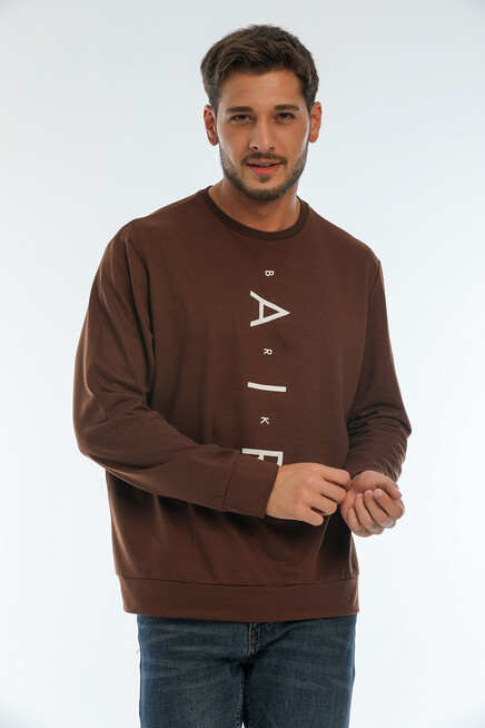 Süperlife Erkek Bisiklet Yaka Regular Fit AR Baskılı İnce Sweatshirt SPR22SW131