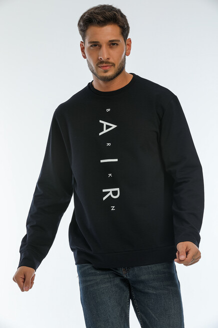 Süperlife Erkek Bisiklet Yaka Regular Fit AR Baskılı İnce Sweatshirt SPR22SW131