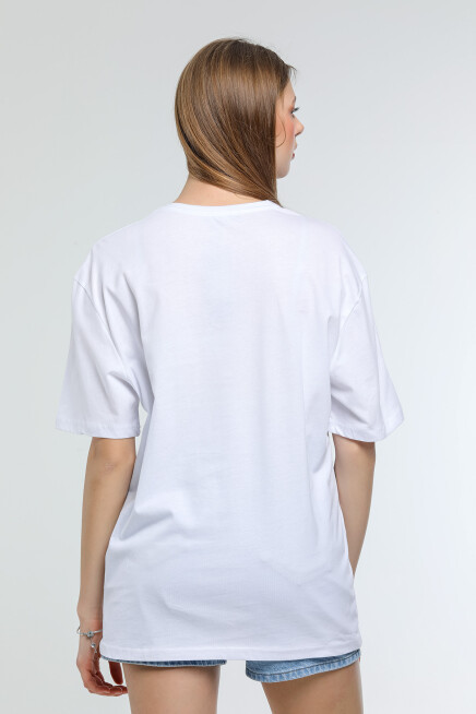 Süperlife Kadın Bisiklet Yaka Regular Fit Californıa Baskılı Tişort SPR21YK22