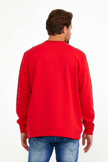 Süperlife Erkek Bisiklet Yaka Regular Fit Ön Ve Kol Baskılı İnce Sweatshirt SPR22SW133