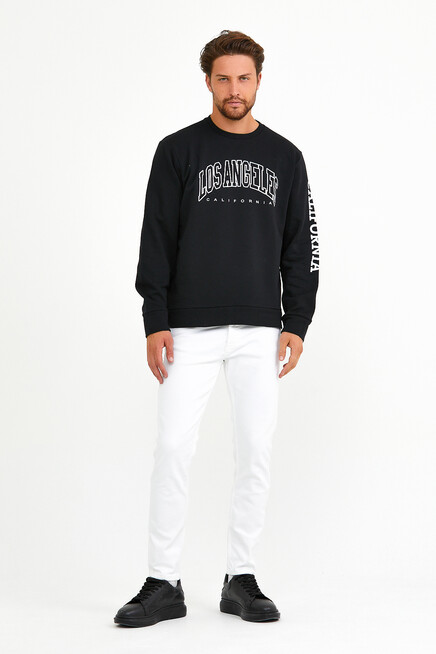Süperlife Erkek Bisiklet Yaka Regular Fit Ön Ve Kol Baskılı İnce Sweatshirt SPR22SW133
