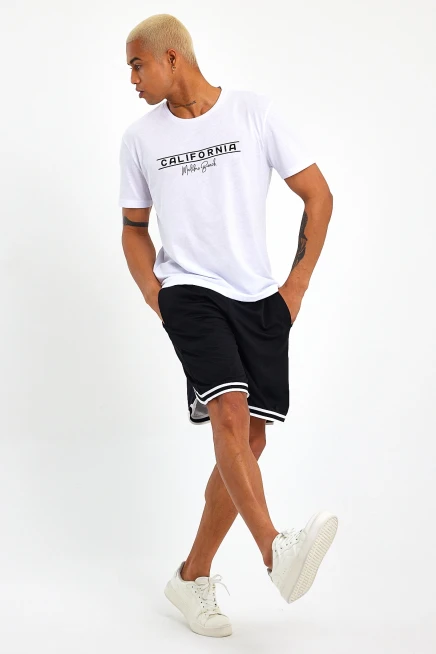 Süperlife Erkek Bisiklet Yaka Regular Fit Californıa Baskılı Tişort SPR23ts304