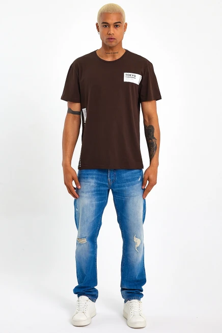 Süperlife Erkek Bisiklet Yaka Regular Fit Tokyo Baskılı Tişort SPR23ts303