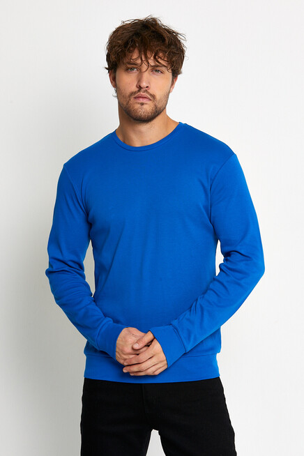 Süperlife Erkek Bisiklet Yaka Slim Fit İnce Sweatshirt SPR 20K17