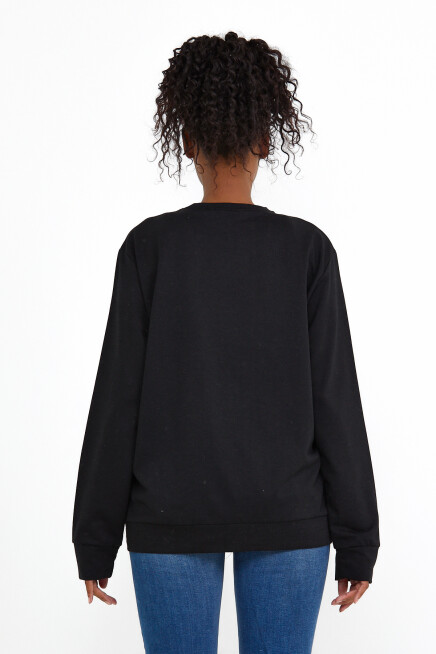 Süperlife Kadın Bisiklet Yaka Regular Fit Tokya Baskılı İnce Sweatshirt SPR22SWK134