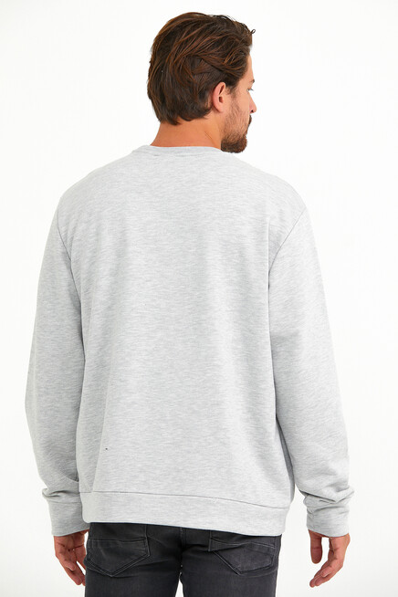 Süperlife Erkek Bisiklet Yaka Regular Fit Tokyo Basklı İnce Sweatshirt spr22sw134