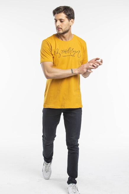 Süperlife Erkek Bisiklet Yaka Dar Kalıp Baskılı Tişort SPR 261