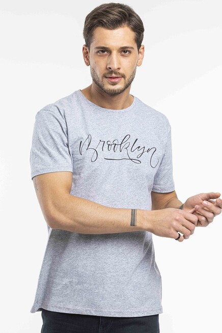 Süperlife Erkek Bisiklet Yaka Dar Kalıp Baskılı Tişort SPR 261