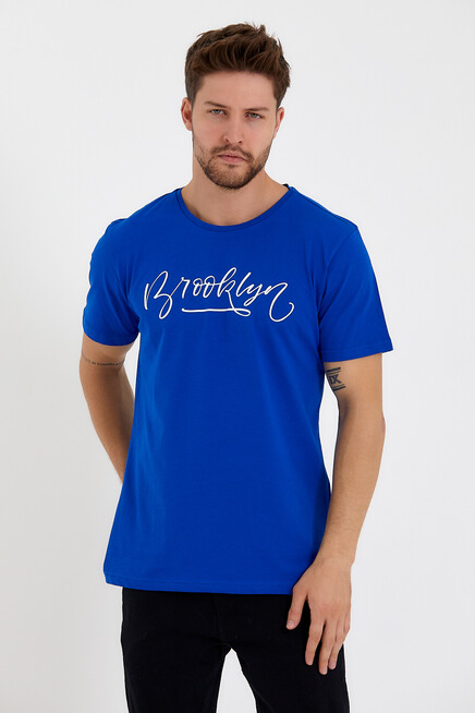 Süperlife Erkek Bisiklet Yaka Dar Kalıp Baskılı Tişort SPR 261