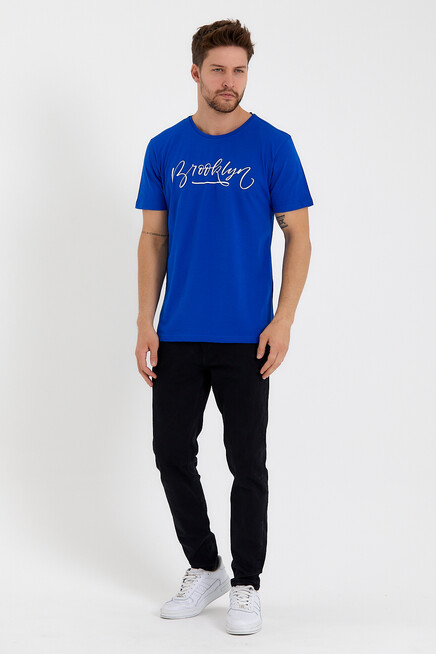 Süperlife Erkek Bisiklet Yaka Dar Kalıp Baskılı Tişort SPR 261