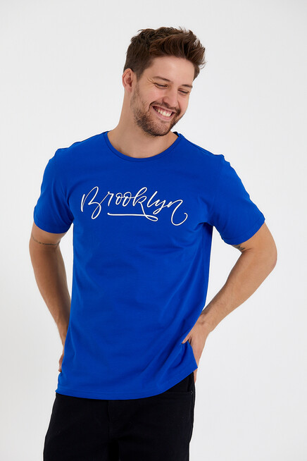 Süperlife Erkek Bisiklet Yaka Dar Kalıp Baskılı Tişort SPR 261