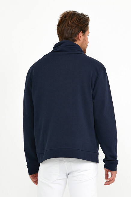 Süperlife Erkek Şal Yaka Regular Fit Brooklyn Baskılı İnce Sweatshirt SPR22SW143