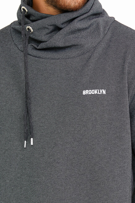 Süperlife Erkek Şal Yaka Regular Fit Brooklyn Baskılı İnce Sweatshirt SPR22SW143