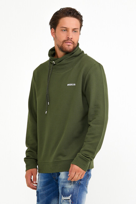 Süperlife Erkek Şal Yaka Regular Fit Brooklyn Baskılı İnce Sweatshirt SPR22SW143