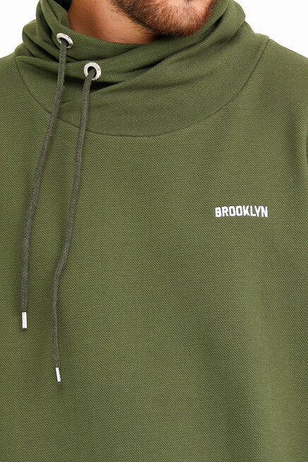 Süperlife Erkek Şal Yaka Regular Fit Brooklyn Baskılı İnce Sweatshirt SPR22SW143