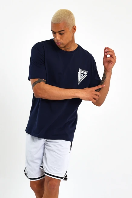 Süperlife Erkek Bisiklet Yaka Oversize Fit Baskılı Tişort spr23TS001