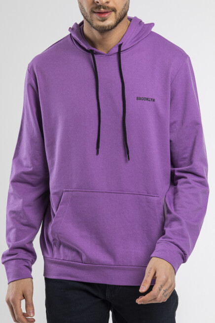 Süperlife Kapşonlu Uzun Kollu Baskılı Dar Kalıp İnce Erkek Sweatshirt SPR 2019K61