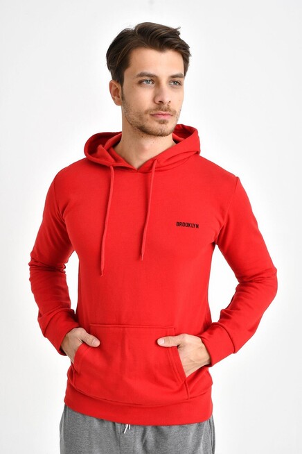 Süperlife Kapşonlu Uzun Kollu Baskılı Dar Kalıp İnce Erkek Sweatshirt SPR 2019K61