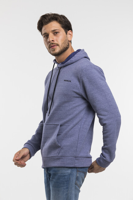 Süperlife Kapşonlu Uzun Kollu Baskılı Dar Kalıp İnce Erkek Sweatshirt SPR 2019K61