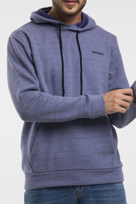 Süperlife Kapşonlu Uzun Kollu Baskılı Dar Kalıp İnce Erkek Sweatshirt SPR 2019K61