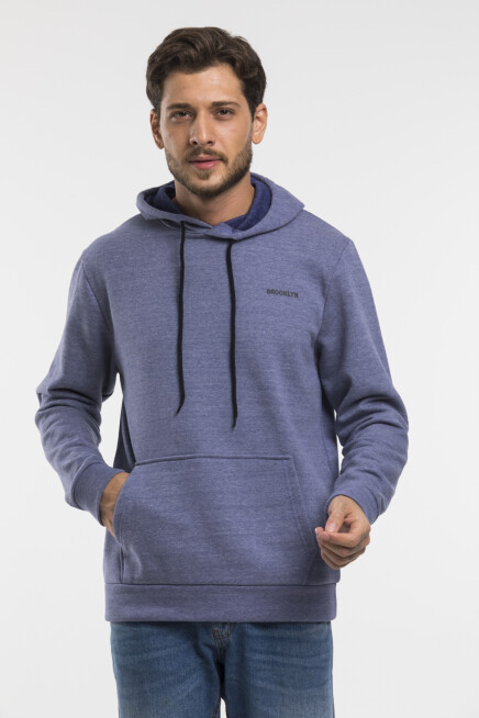 Süperlife Kapşonlu Uzun Kollu Baskılı Dar Kalıp İnce Erkek Sweatshirt SPR 2019K61