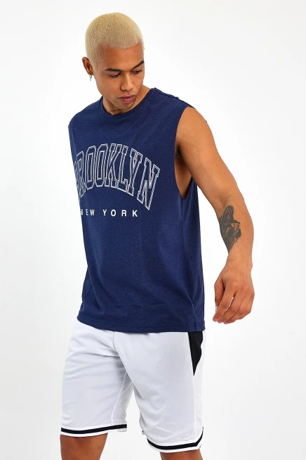 Süperlife Erkek Bisiklet Yaka Regular Fit  Brooklyn Baskılı  Tişört SPR22TS116