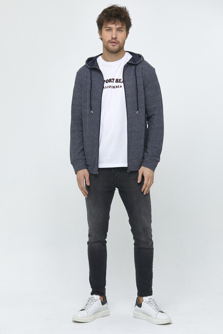 Süperlife Erkek Kapşonlu Regular Fit Yan Cepli İnce Hırka SPR 20K62