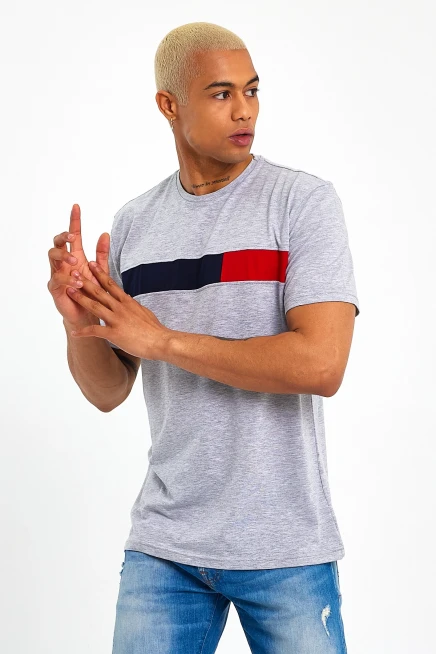 Süperlife Erkek  Bisiklet Yaka Regular Fit Garnili  Tişort SPR23TS301