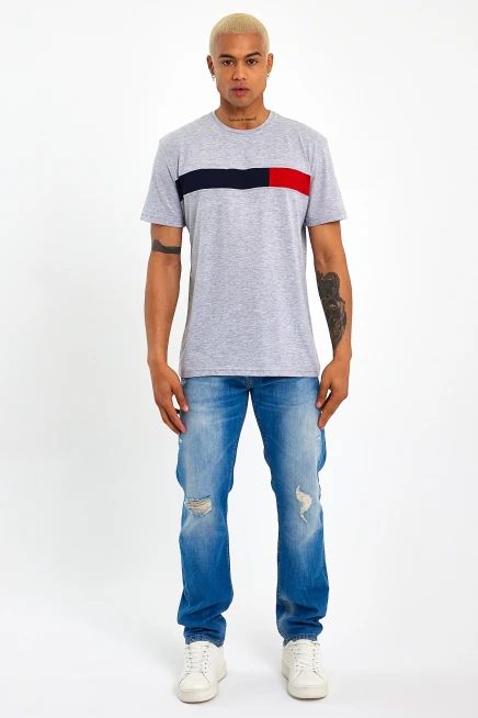 Süperlife Erkek  Bisiklet Yaka Regular Fit Garnili  Tişort SPR23TS301