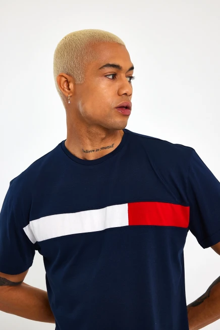 Süperlife Erkek  Bisiklet Yaka Regular Fit Garnili  Tişort SPR23TS301