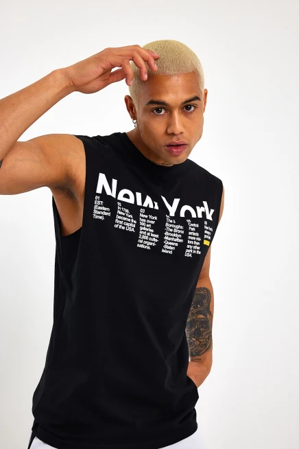 Süperlife Erkek Bisiklet Yaka Regular Fit New York Baskılı Tişort SPR22TS125