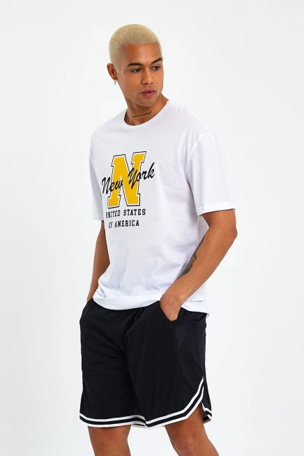 Süperlife Erkek Bisiklet Yaka Regular Fit N Baskılı Tişort SPR22TS113