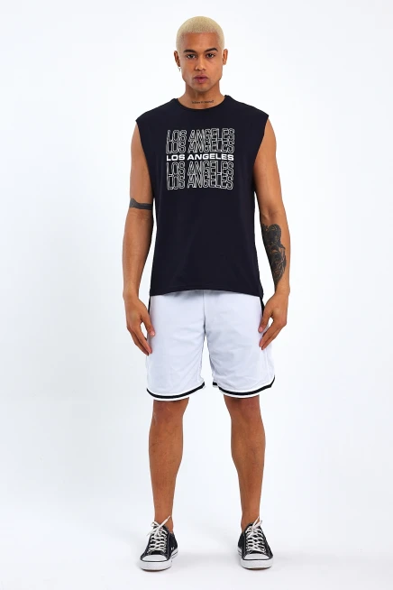 Süperlife Erkek Bisiklet Yaka Regular Fit  Los Angeles Baskılı Tişort SPR22TS123