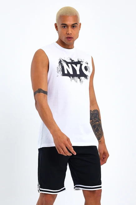 Süperlife Erkek Bisiklet Yaka Regular Fit NYC Baskılı Tişort SPR22TS124