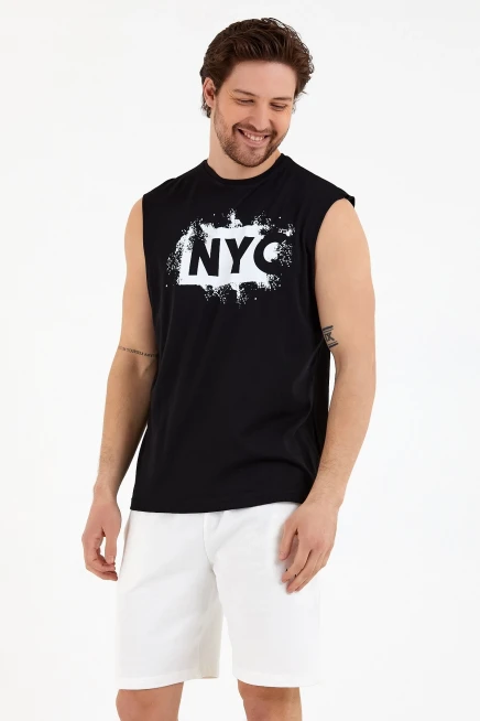 Süperlife Erkek Bisiklet Yaka Regular Fit NYC Baskılı Tişort SPR22TS124