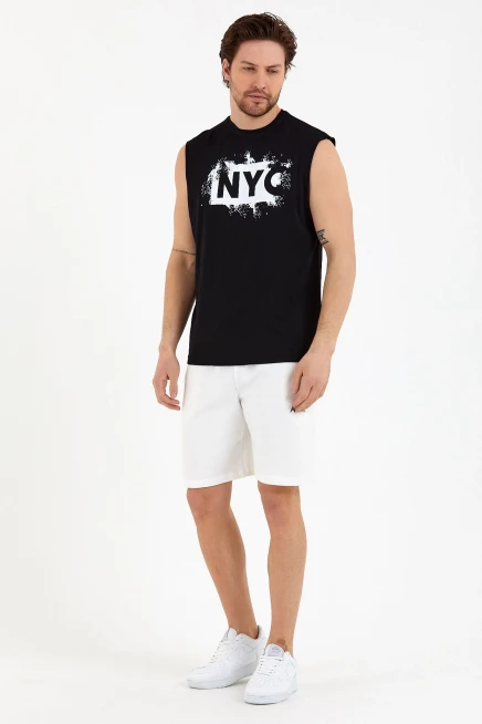 Süperlife Erkek Bisiklet Yaka Regular Fit NYC Baskılı Tişort SPR22TS124