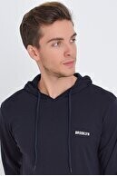 Süperlife Kapşonlu Uzun Kollu Baskılı Dar Kalıp İnce Erkek Sweatshirt 2019K26