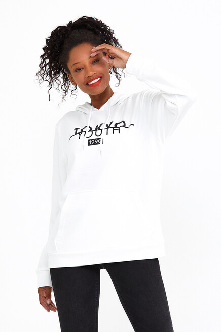 Süperlife Kadın Kapşonlu Regular Fit Tokya Baskılı İnce Sweatshirt SPR22SWK164