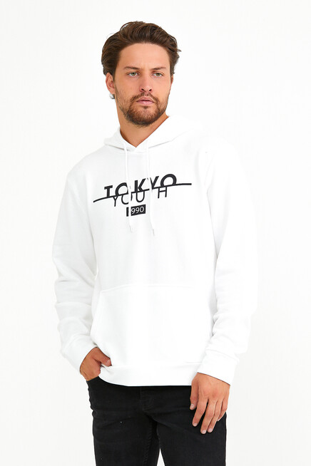 Süperlife Erkek Kapşonlu Regular Fit Tokyo Baskılı İnce Sweatshirt SPR22SW164