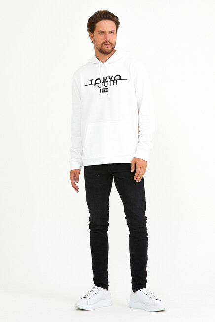 Süperlife Erkek Kapşonlu Regular Fit Tokyo Baskılı İnce Sweatshirt SPR22SW164