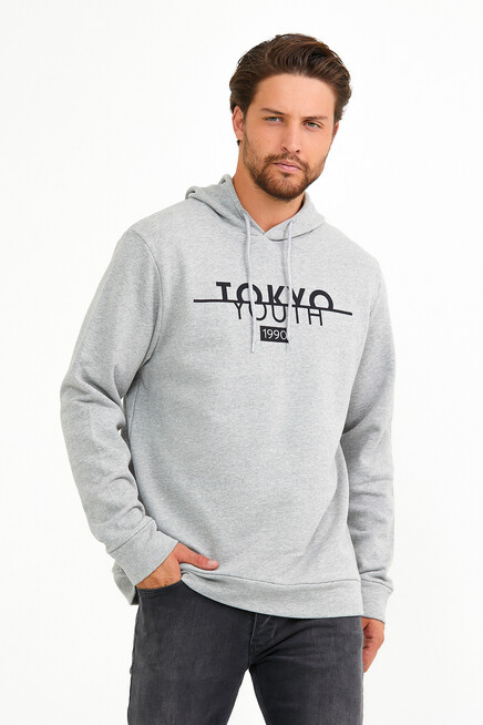 Süperlife Erkek Kapşonlu Regular Fit Tokyo Baskılı İnce Sweatshirt SPR22SW164