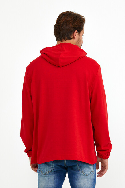 Süperlife Erkek Kapşonlu Regular Fit Yarım Fermuarlı İnce Sweatshirt SPR22SW170