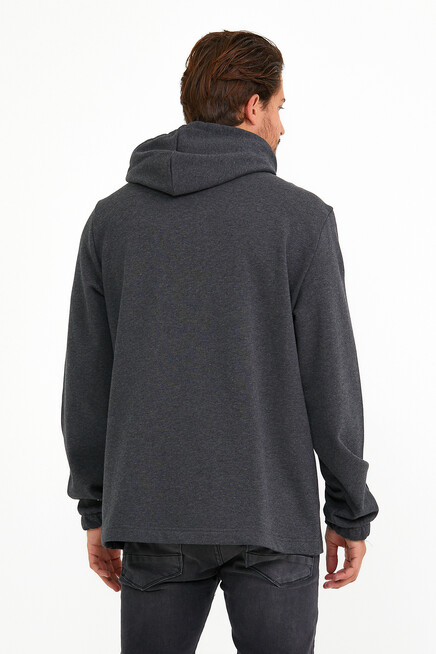 Süperlife Erkek Kapşonlu Regular Fit Yarım Fermuarlı İnce Sweatshirt SPR22SW170