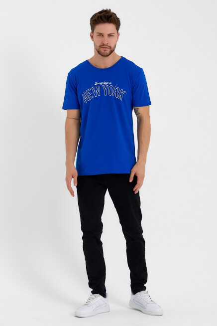 Erkek Bisiklet Yaka Dar Kalıp Baskılı Tişort SPR 254