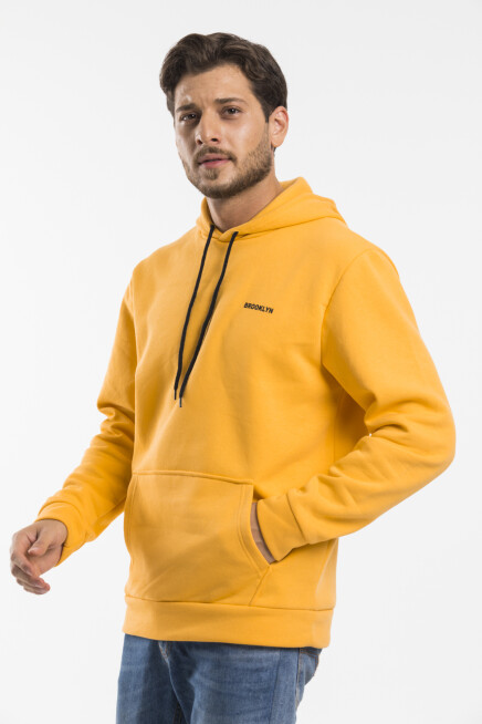 Süperlife Kapşonlu Uzun Kollu Baskılı Dar Kalıp İnce Erkek Sweatshirt SPR 2019K61