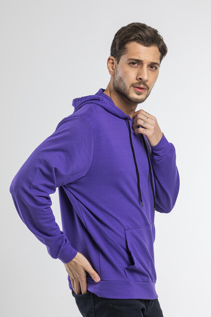 Süperlife Kapşonlu Uzun Kollu Baskılı Dar Kalıp İnce Erkek Sweatshirt SPR 2019K61